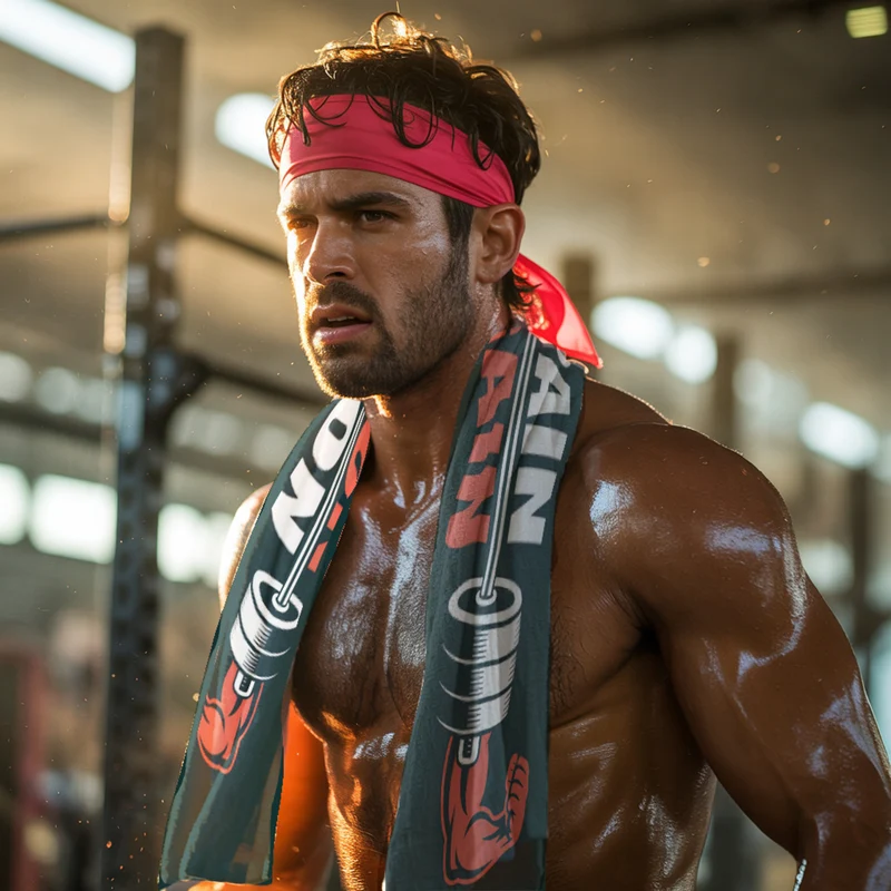 No Pain No Gain Eishandtuch mit Hantel Grafik