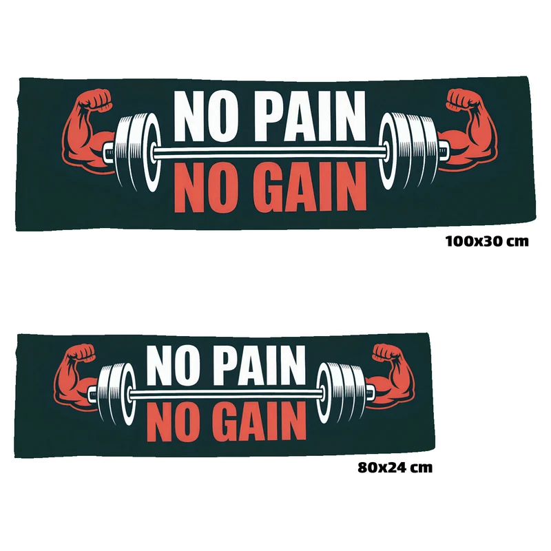 No Pain No Gain Eishandtuch mit Hantel Grafik