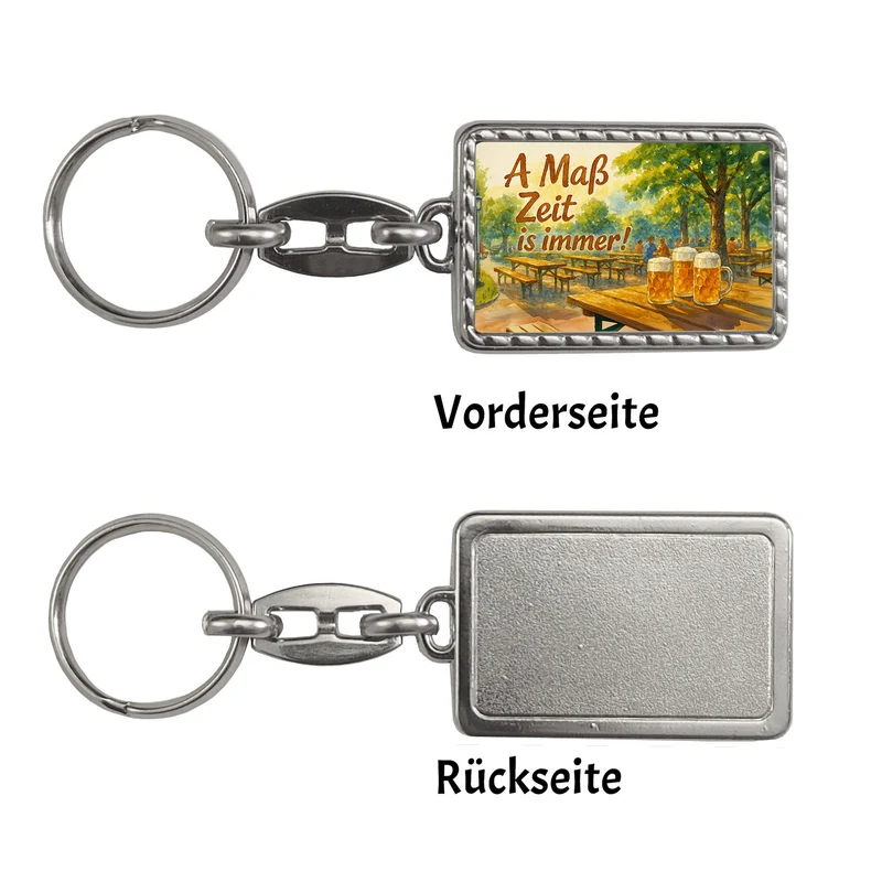 A Maß Zeit is immer! Biergarten Szene Schlüsselanhänger