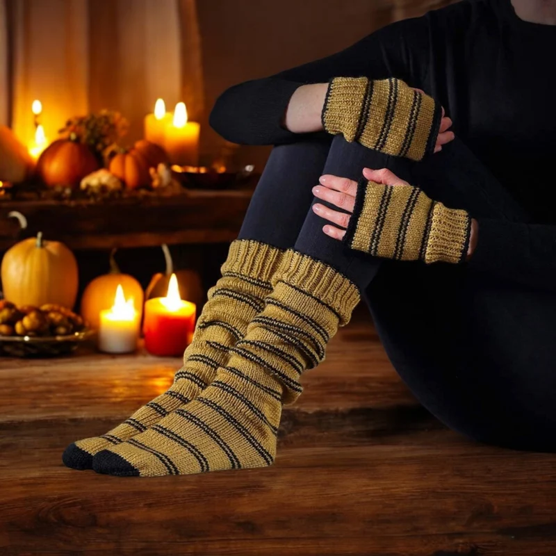 Harry Potter Hogwarts Hufflepuff Fäustlinge und Socken Strickset