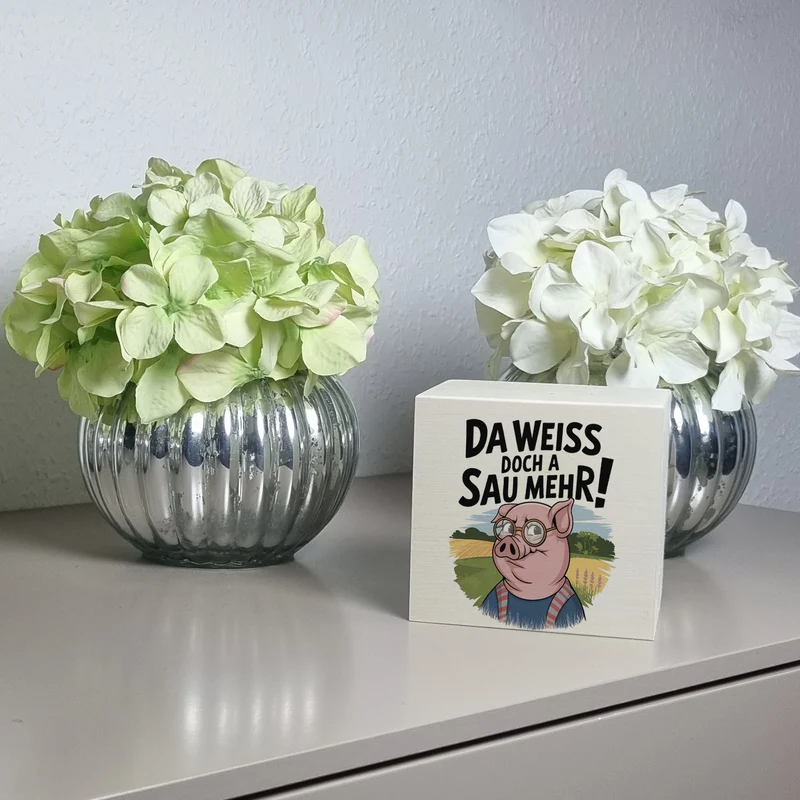 Cartoon Sau mit Brille Spardose A Sau weiß mehr