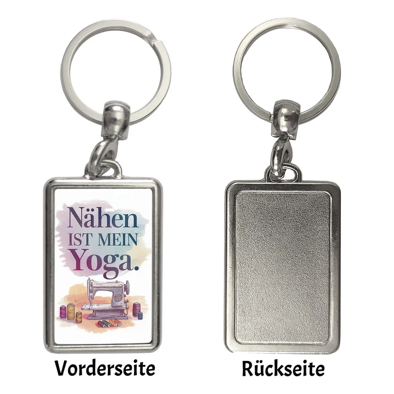Nähen ist mein Yoga Schlüsselanhänger mit Nähmaschine
