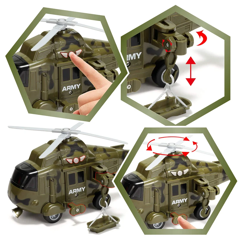 3 in 1 Friction Powered Siren Military Vehicle Toy