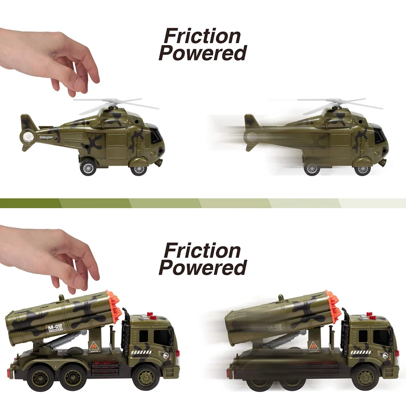 3 in 1 Friction Powered Siren Military Vehicle Toy