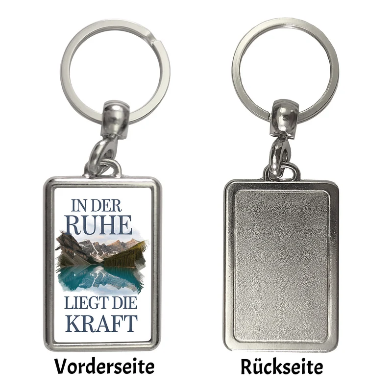 Ruhe ist Kraft Schlüsselanhänger See und Berglandschlaft
