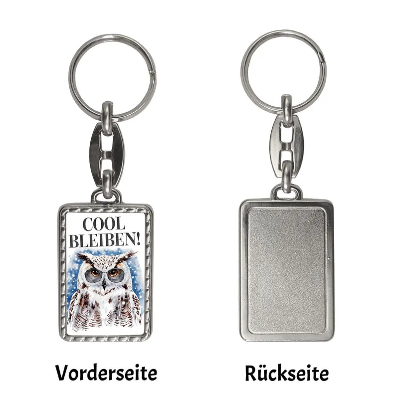 Schneeeule mit Sonnenbrille Cool bleiben Schlüsselanhänger