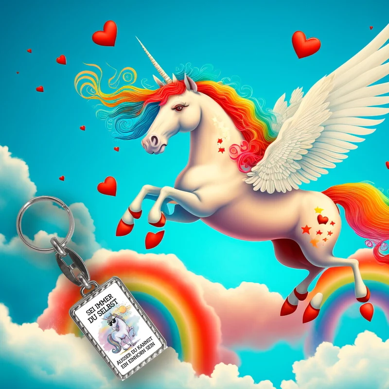 Einhorn mit Sonnenbrille Schlüsselanhänger Sei ein Einhorn