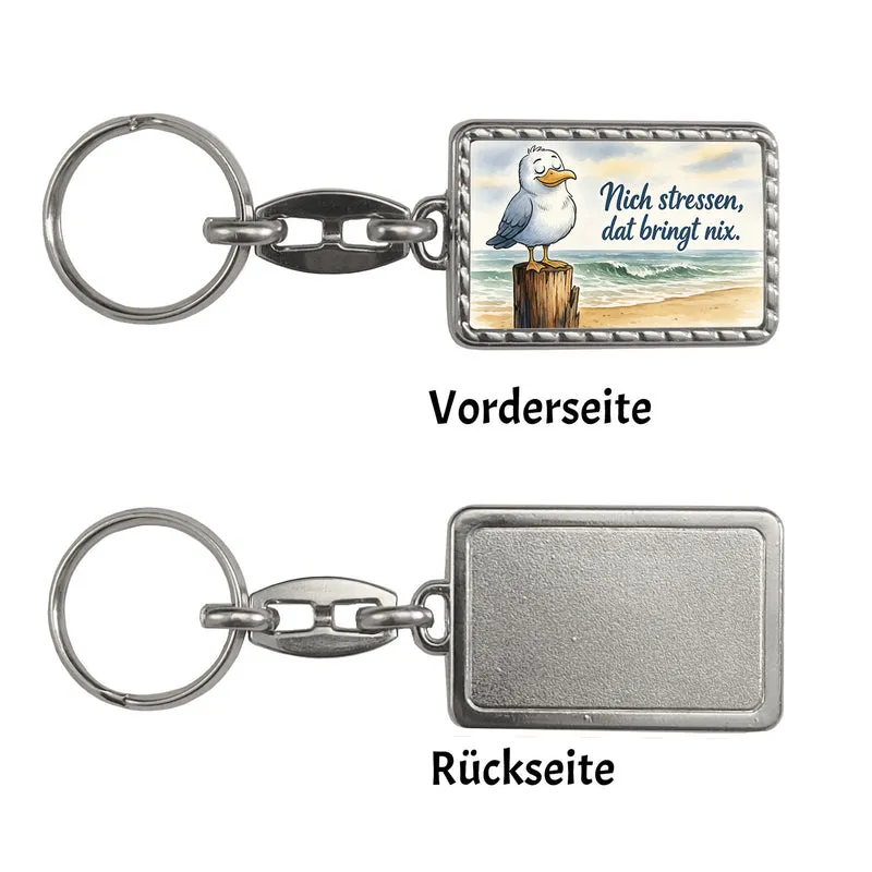 Möwe Nich stressen auf Aquarell Schlüsselanhänger