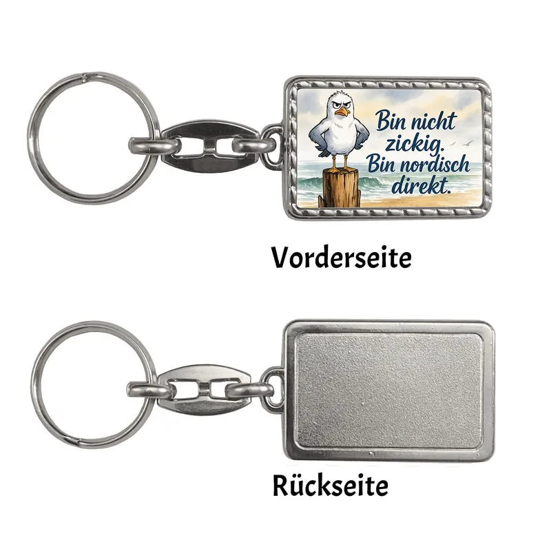 Möwe am Strand Schlüsselanhänger mit nordischem Humor