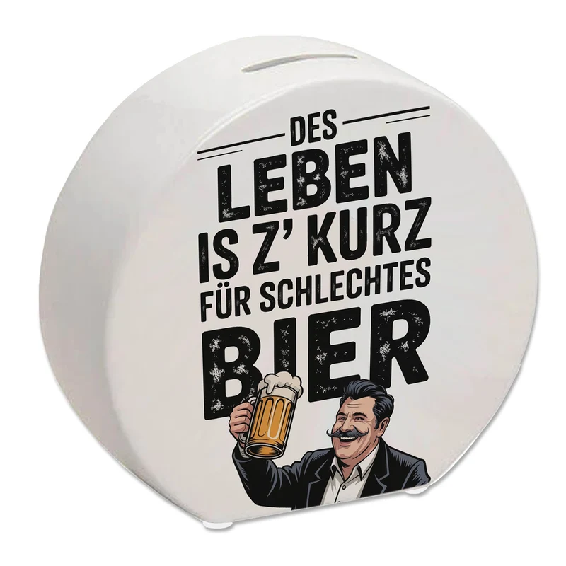 Leben zu kurz für schlechtes Bier Spardose Mann mit Bierkrug