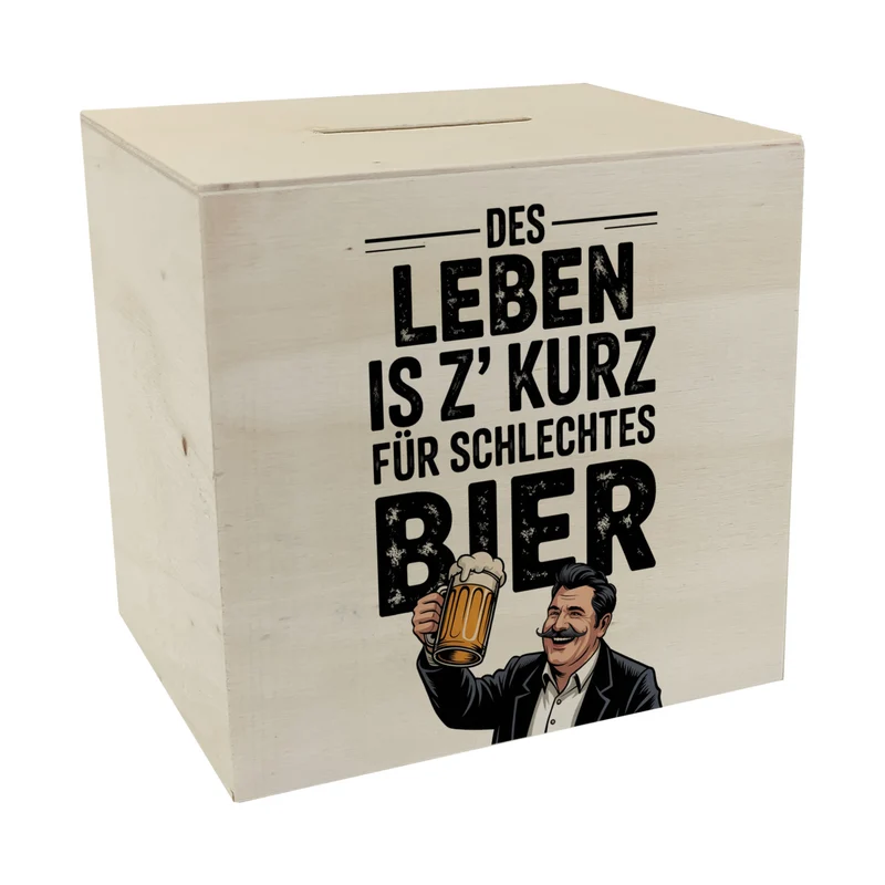 Leben zu kurz für schlechtes Bier Spardose Mann mit Bierkrug
