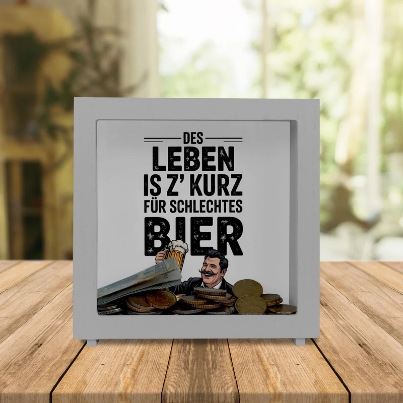 Leben zu kurz für schlechtes Bier Spardose Mann mit Bierkrug