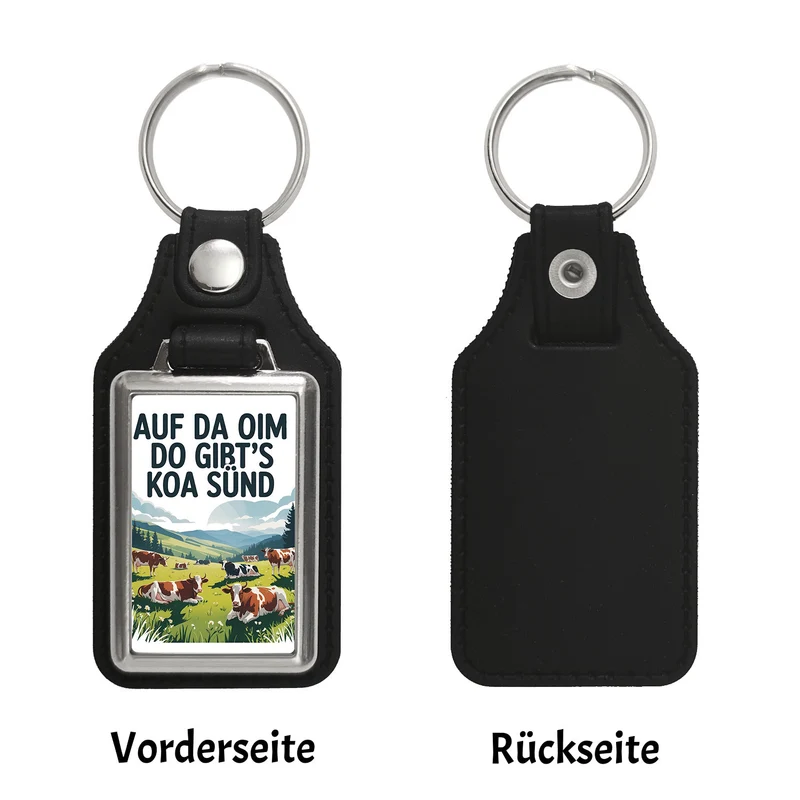 Auf da Oim, do gibt's koa Sünd Schlüsselanhänger Berglandschaft mit Kühen
