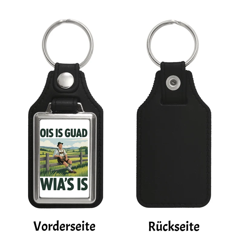 Zufriedener Bauer Ois is guad wia´s is Schlüsselanhänger