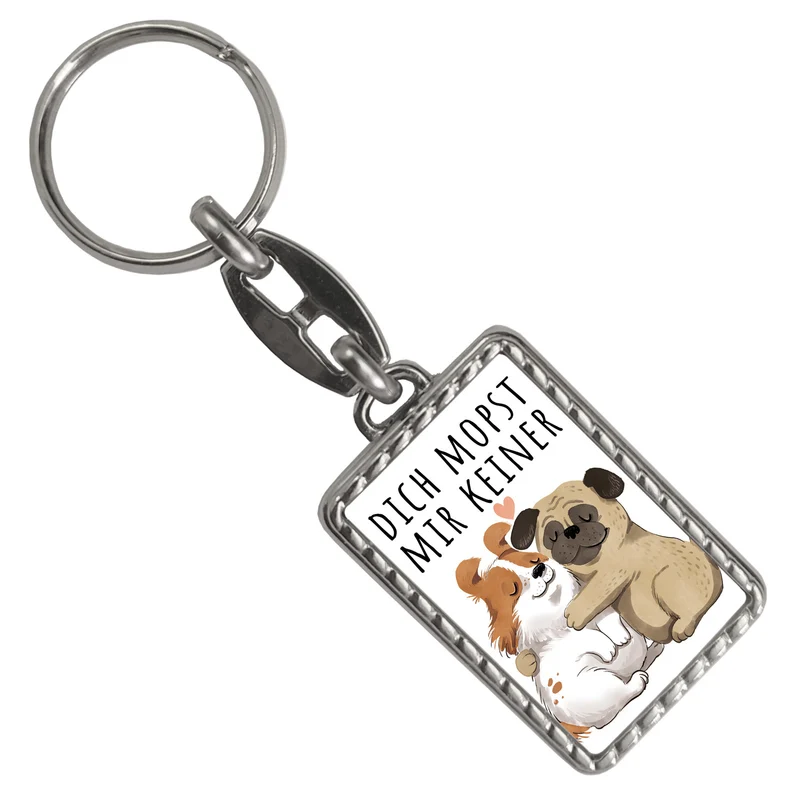 Mops Schlüsselanhänger mit Spruch Dich mopst mir keiner
