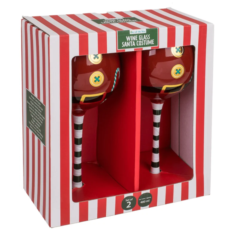 Weihnachten Weingläser im 2er Set - Santa Kostüm Weinglas