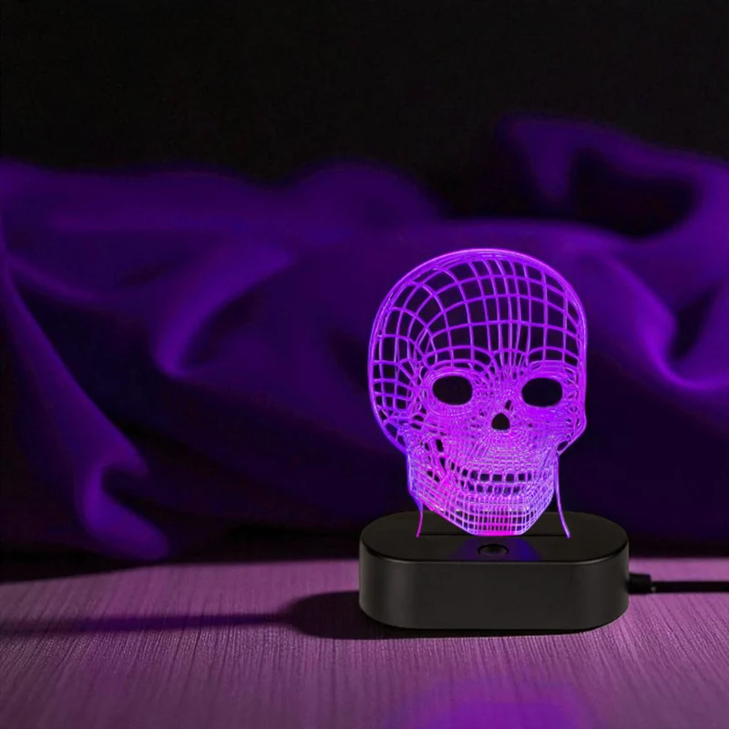 Totenkopf Dekolampe mit Farbwechsel und USB-Kabel