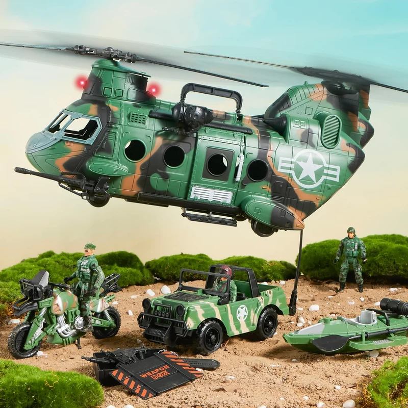 10-in-1 Jumbo Military Transport Helicopter Toy Set