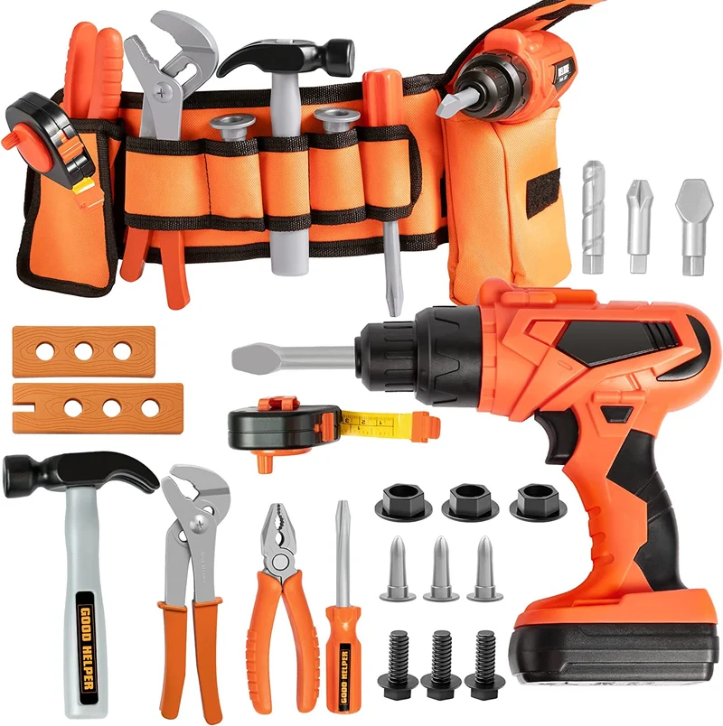 Construction Tool Toy Set, 19 Piece