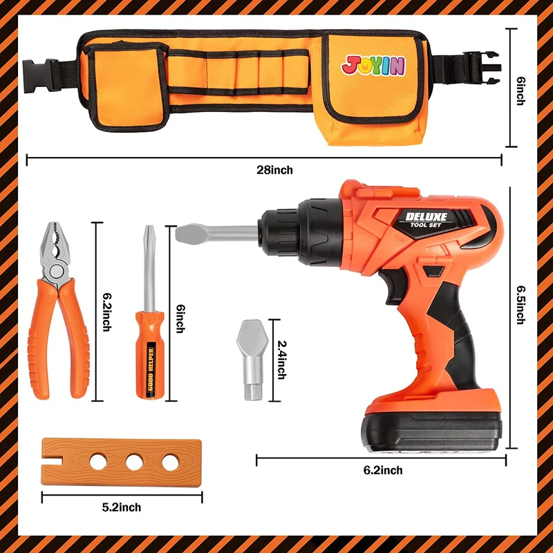Construction Tool Toy Set, 19 Piece
