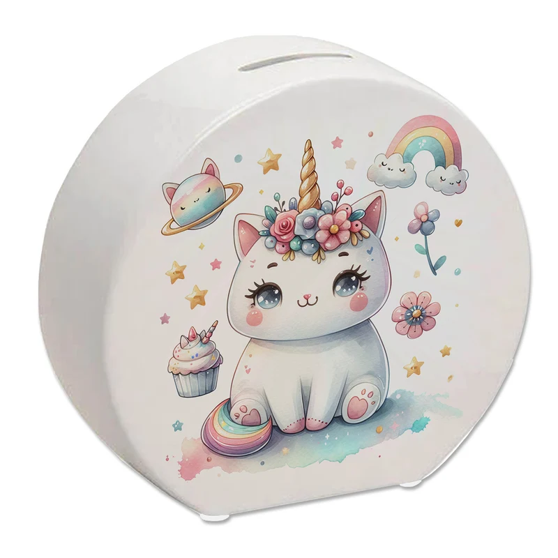 Einhorn-Katze Aquarell Spardose