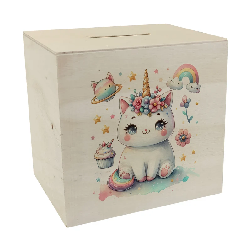 Einhorn-Katze Aquarell Spardose