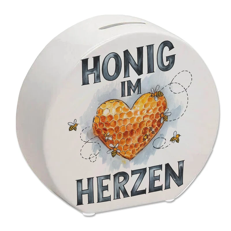 Honig im Herzen Spardose Herz Honigwaben