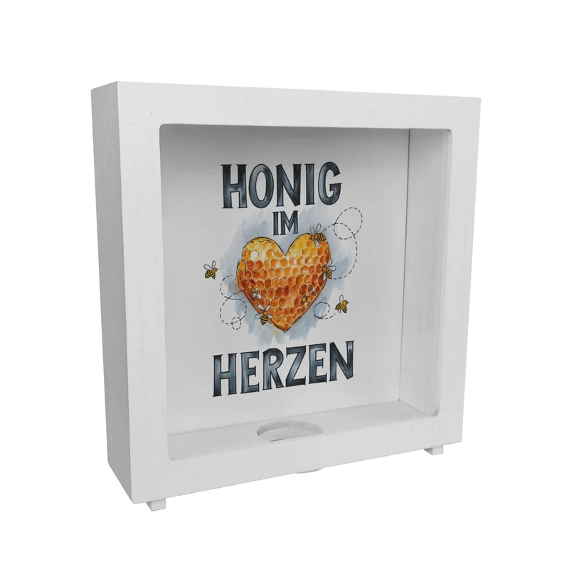 Honig im Herzen Spardose Herz Honigwaben