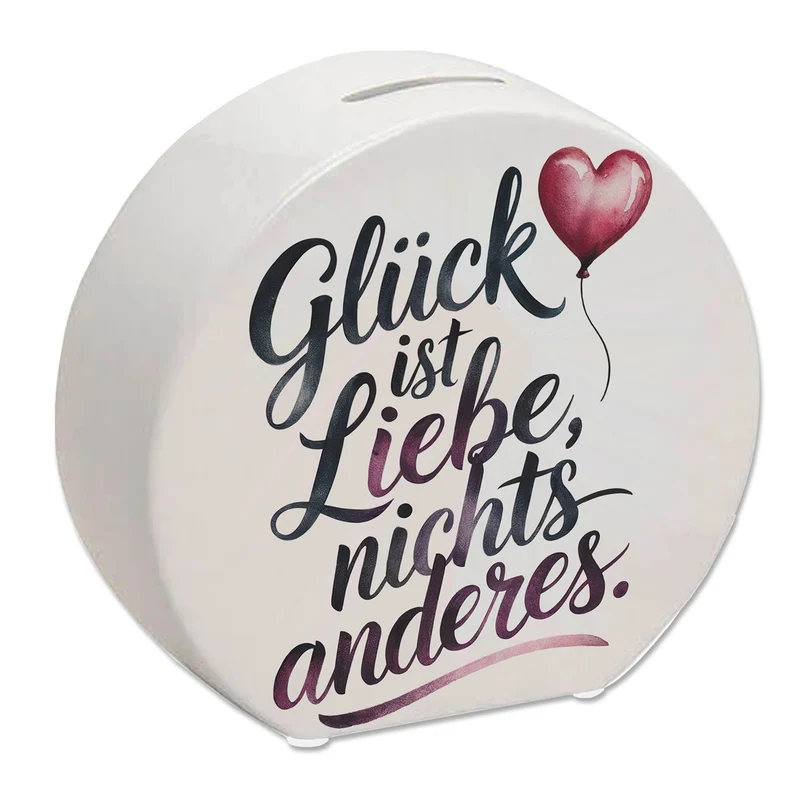 Glück ist Liebe Spardose Herz Luftballon