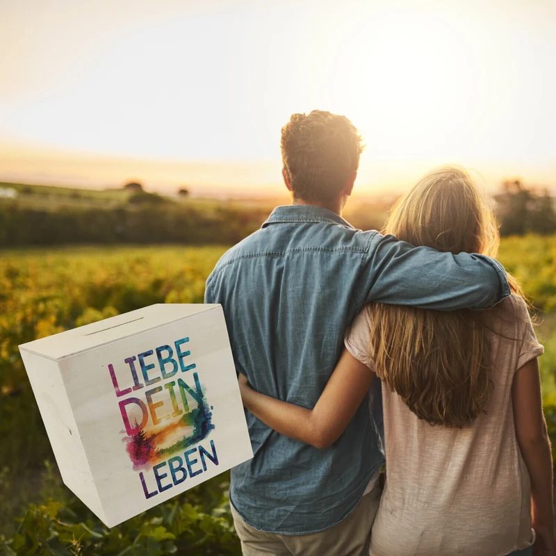 Liebe dein Leben Spardose Aquarell Design