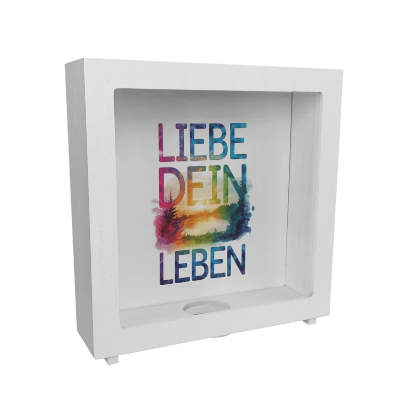 Liebe dein Leben Spardose Aquarell Design