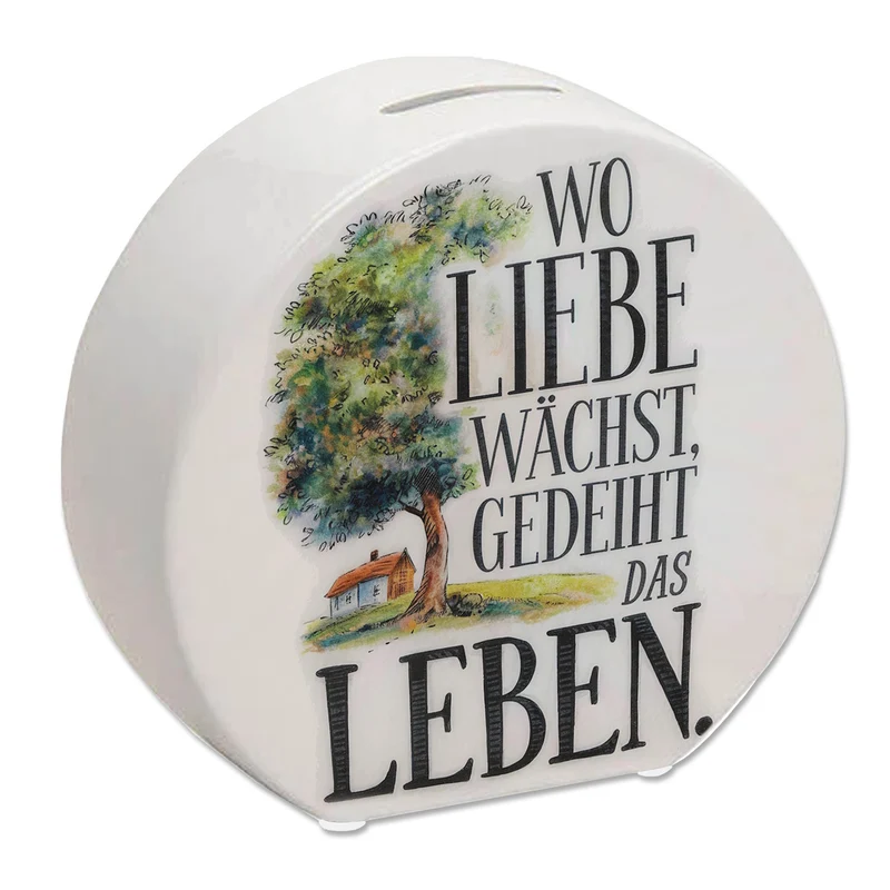 Wo Liebe wächst Spardose Blühender Baum