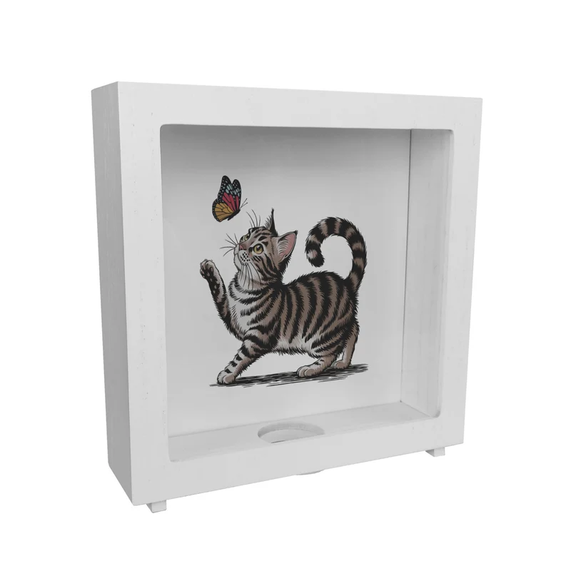 Katze mit Schmetterling Spardose für Tierliebhaber