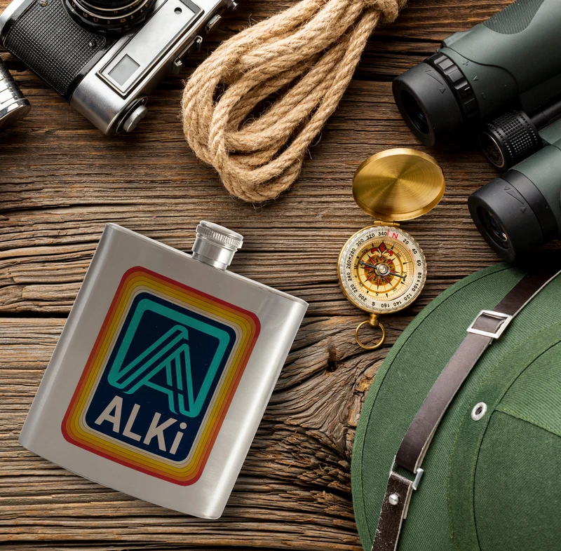 Retro Discounter ALKI Flachmann für Designliebhaber