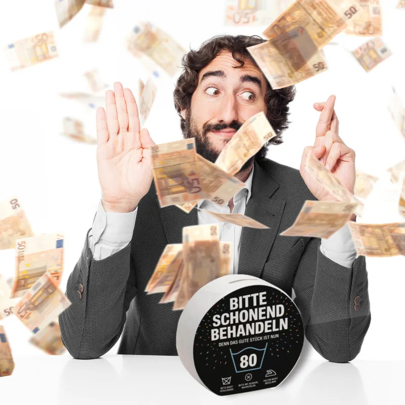 Wäschepflegeetikett Spardose bitte schonend behandeln wird 80