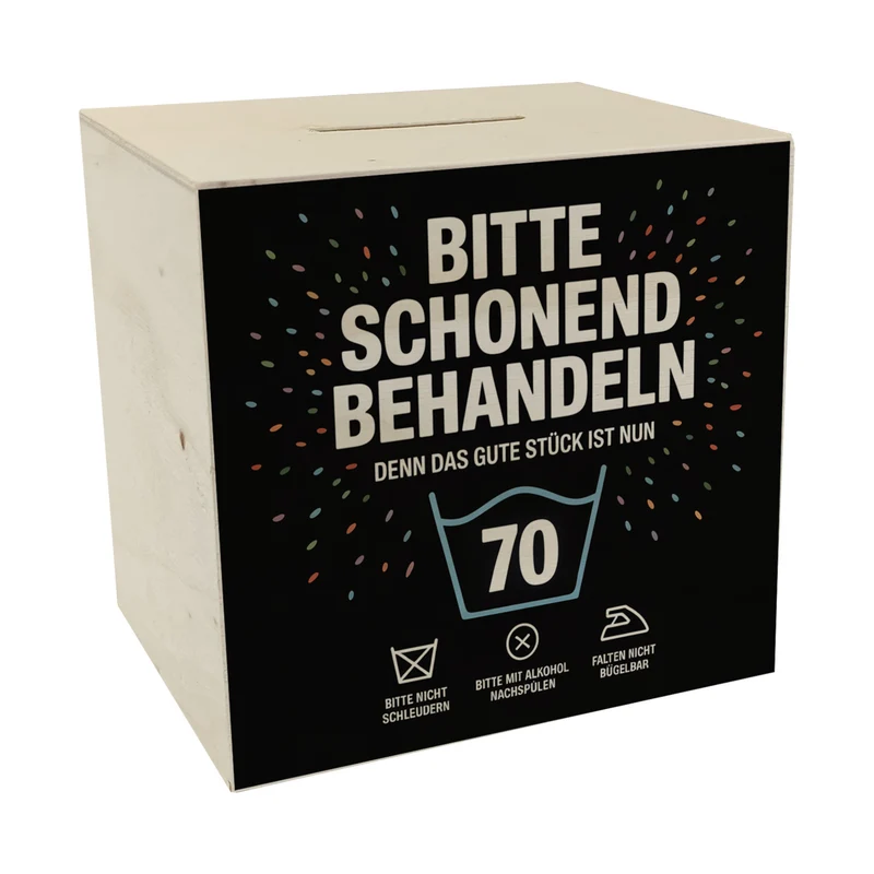 Wäschepflegeetikett Spardose bitte schonend behandeln wird 70
