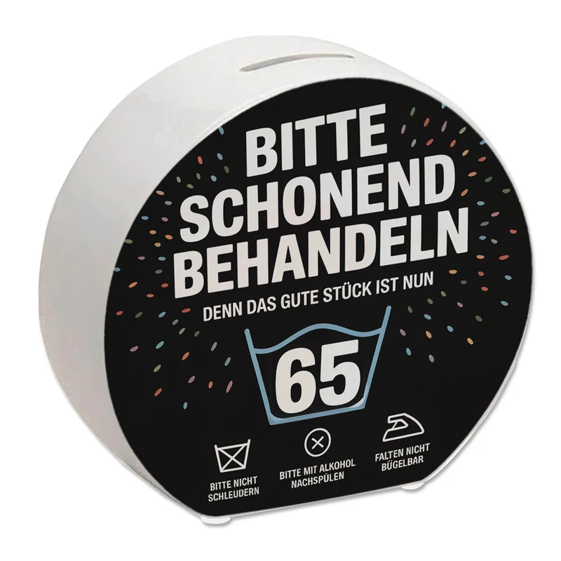 Wäschepflegeetikett Spardose bitte schonend behandeln wird 65
