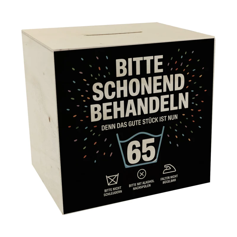 Wäschepflegeetikett Spardose bitte schonend behandeln wird 65