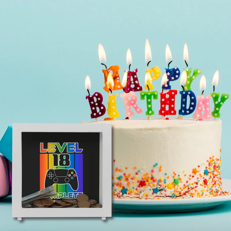 18. Geburtstag Gamer Spardose mit Spruch Level 18 complete