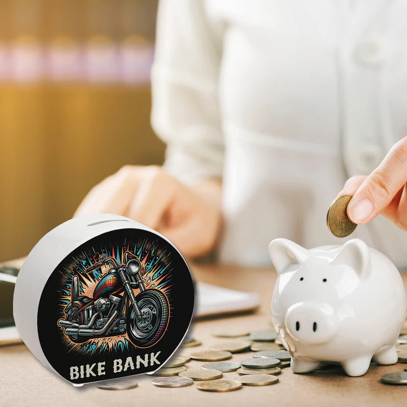 Chopper-Motorrad Spardose mit Spruch Bike Bank