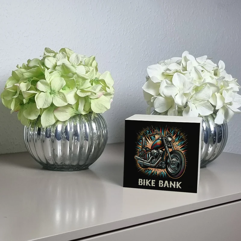 Chopper-Motorrad Spardose mit Spruch Bike Bank