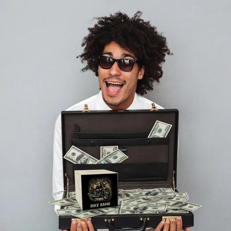 Chopper-Motorrad Spardose mit Spruch Bike Bank