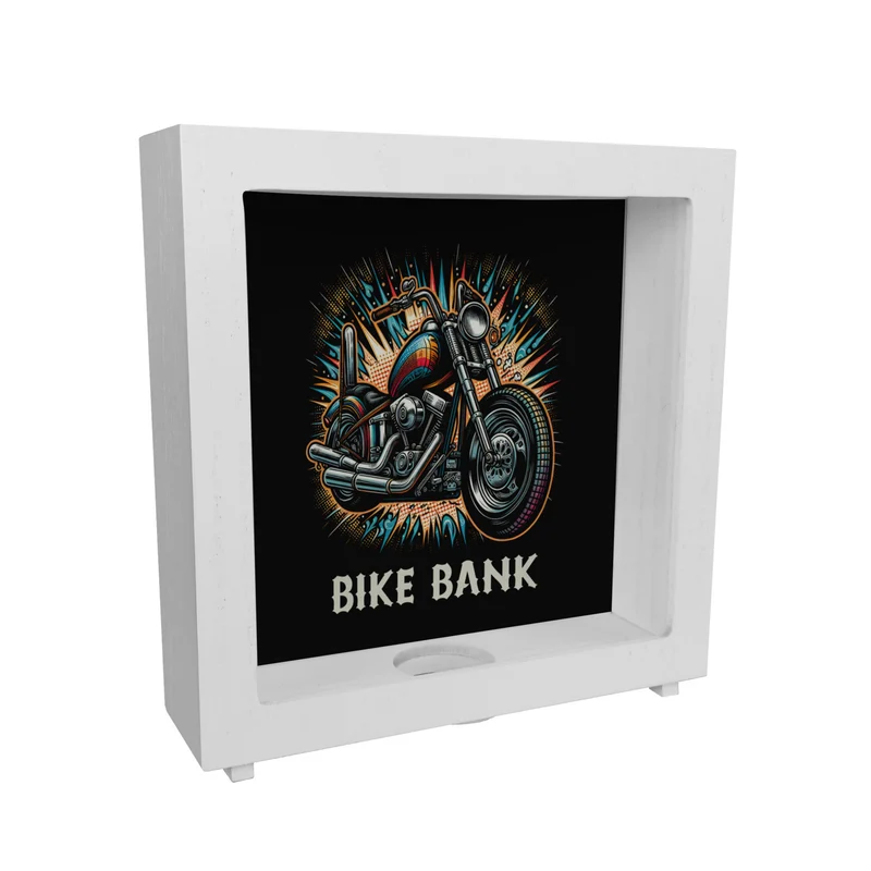 Chopper-Motorrad Spardose mit Spruch Bike Bank