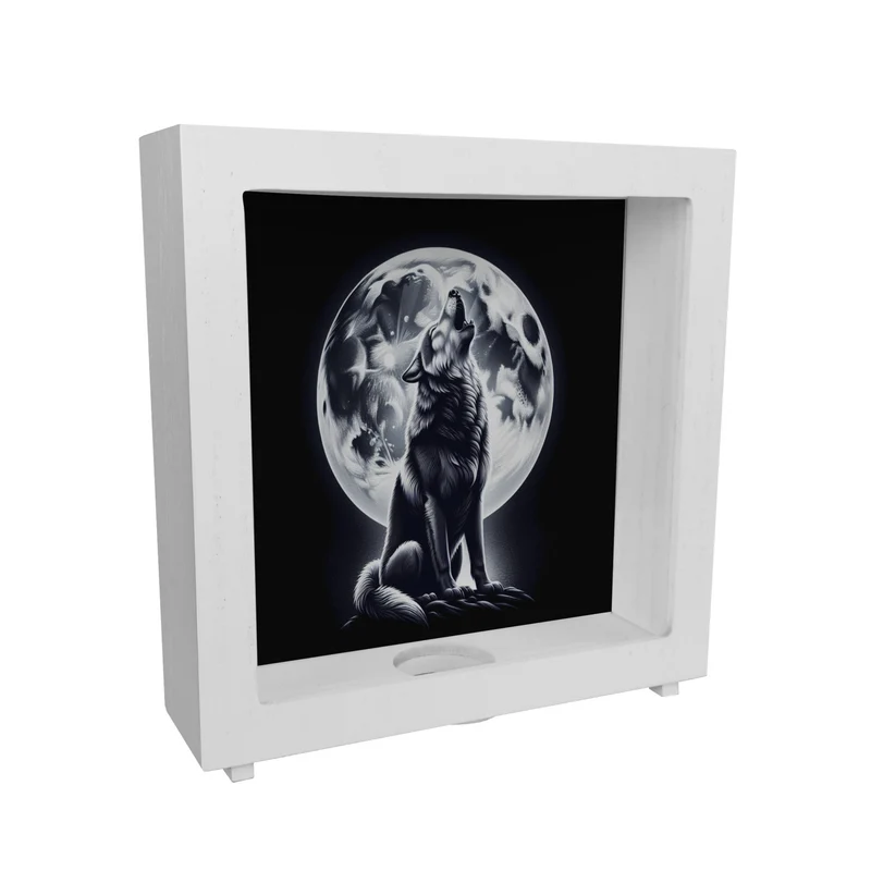 Sitzender Wolf im Mondschein Spardose