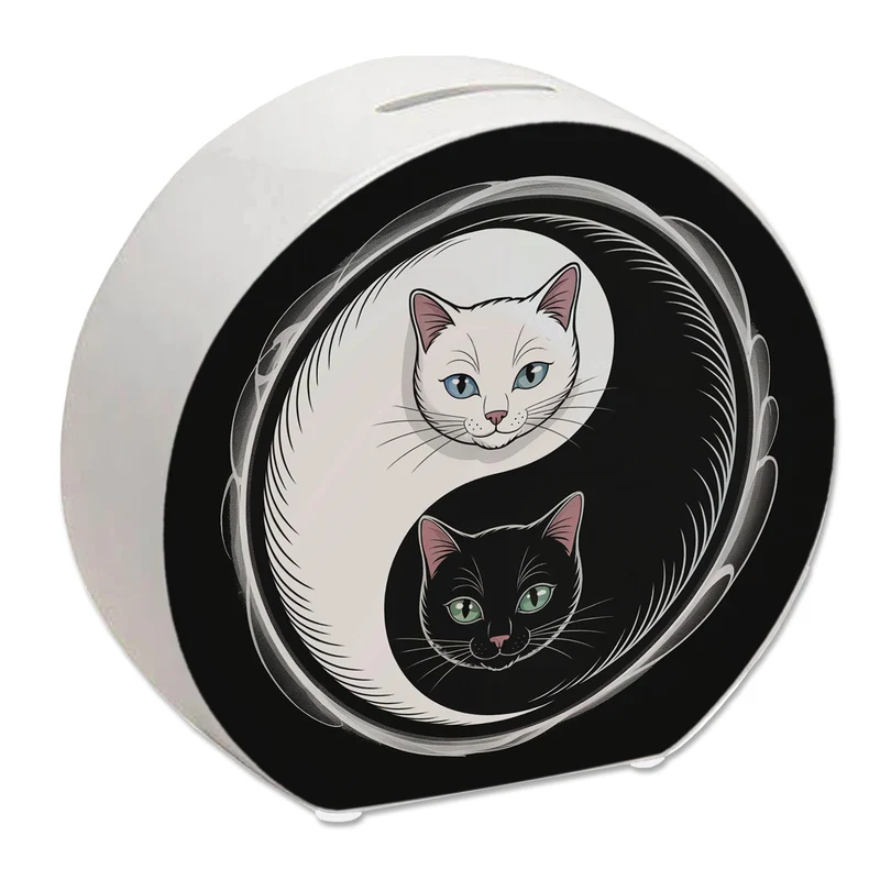Katzen Yin und Yang Spardose für Katzenliebhaber