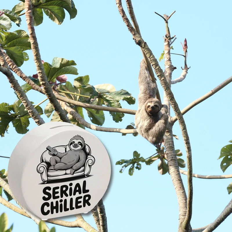 Faultier auf Couch Serial Chiller Spardose