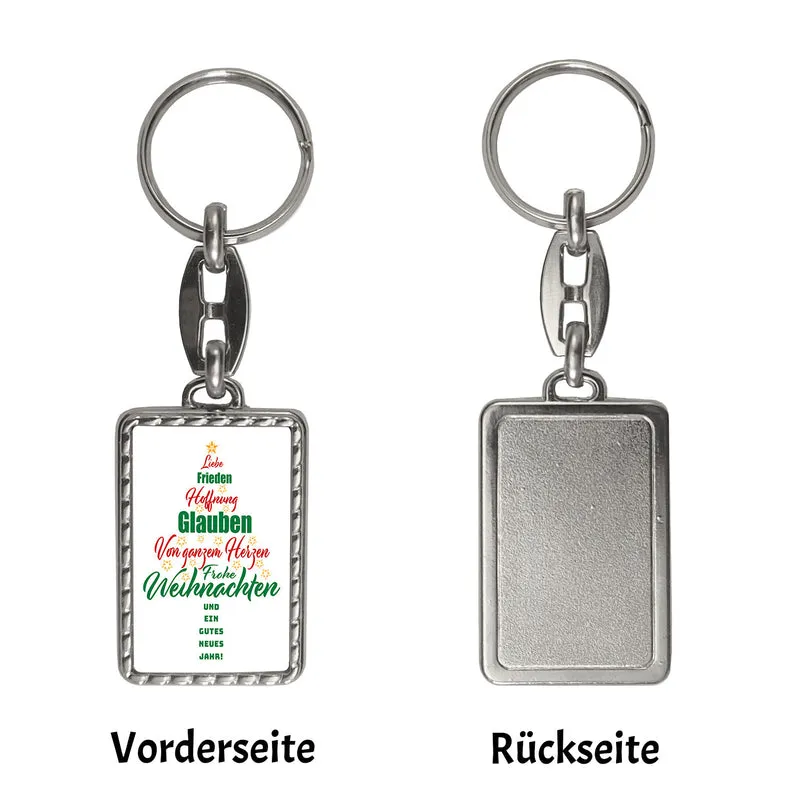 Christbaum Schlüsselanhänger mit Spruch Frohe Weihnachten von Herzen