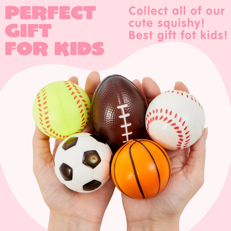 30Pcs Mini Sports Squeeze Balls with Kids Valentines Cards for Classroom Exchange