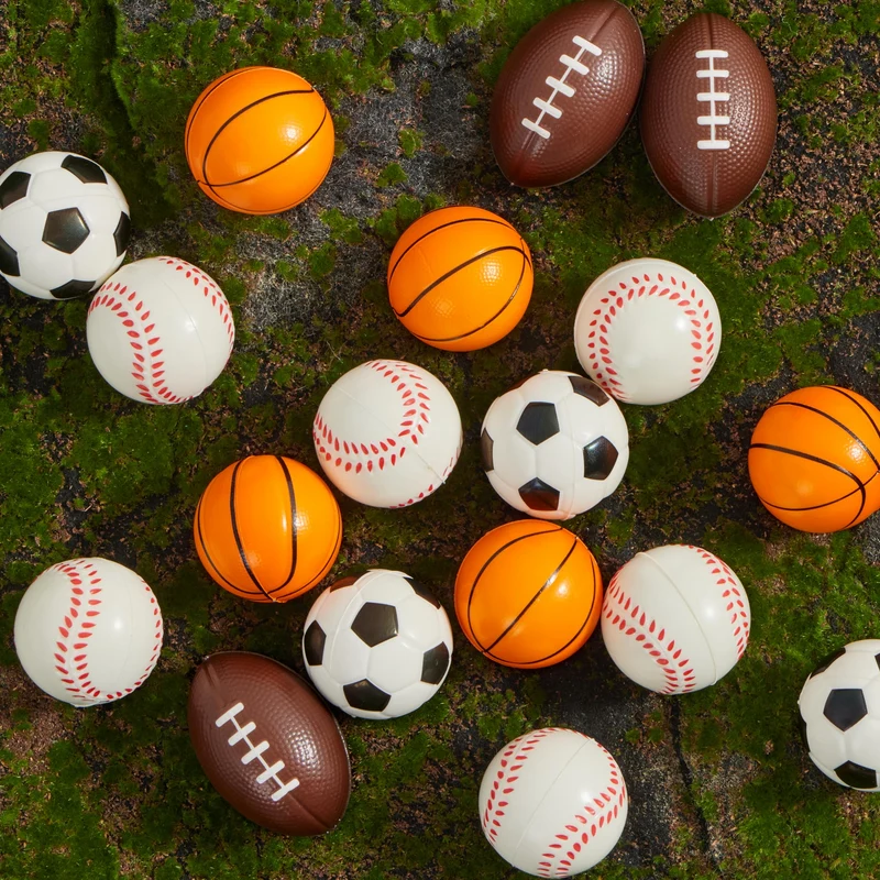 30Pcs Mini Sports Squeeze Balls with Kids Valentines Cards for Classroom Exchange