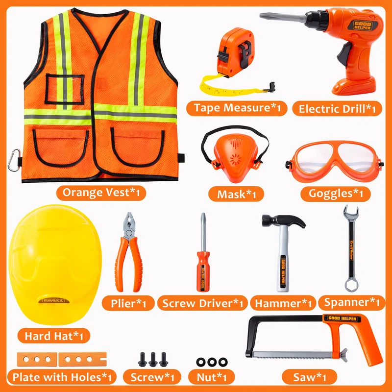 Construction Worker Play Tool Toys Set